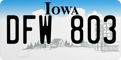 IA license plate DFW803