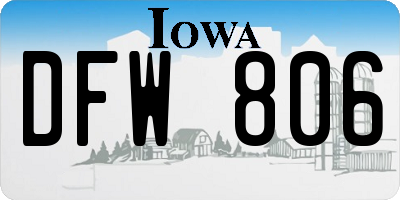 IA license plate DFW806