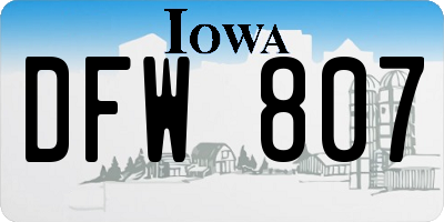 IA license plate DFW807