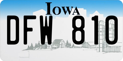 IA license plate DFW810