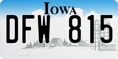 IA license plate DFW815