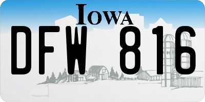 IA license plate DFW816
