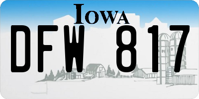 IA license plate DFW817