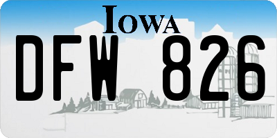 IA license plate DFW826