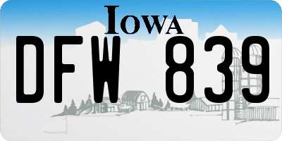 IA license plate DFW839