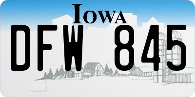 IA license plate DFW845
