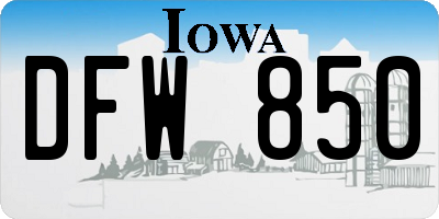 IA license plate DFW850
