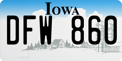 IA license plate DFW860