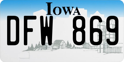 IA license plate DFW869