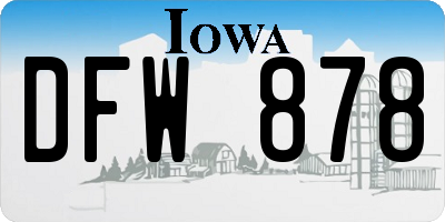 IA license plate DFW878