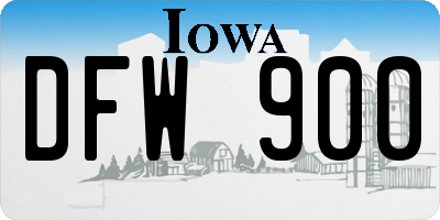 IA license plate DFW900