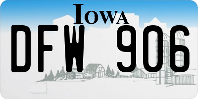 IA license plate DFW906