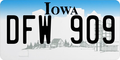 IA license plate DFW909