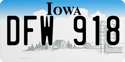 IA license plate DFW918