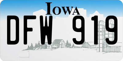 IA license plate DFW919