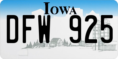 IA license plate DFW925