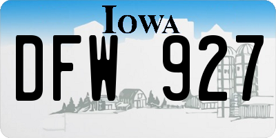 IA license plate DFW927