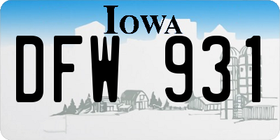 IA license plate DFW931
