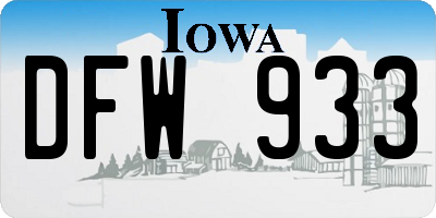 IA license plate DFW933