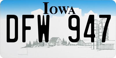 IA license plate DFW947