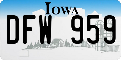 IA license plate DFW959