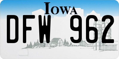 IA license plate DFW962