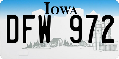 IA license plate DFW972