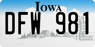 IA license plate DFW981