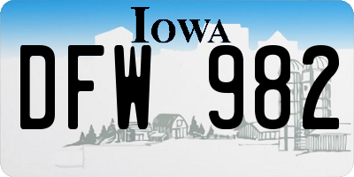 IA license plate DFW982