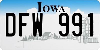 IA license plate DFW991