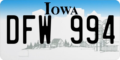 IA license plate DFW994