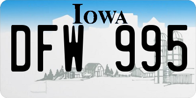 IA license plate DFW995