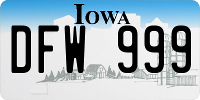 IA license plate DFW999