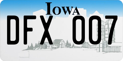 IA license plate DFX007