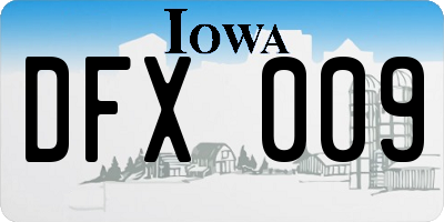 IA license plate DFX009
