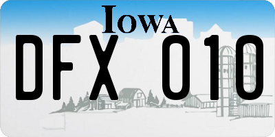 IA license plate DFX010
