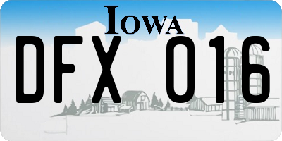 IA license plate DFX016