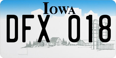 IA license plate DFX018