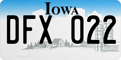 IA license plate DFX022