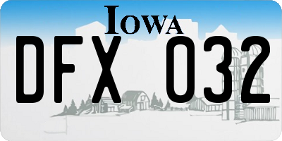 IA license plate DFX032