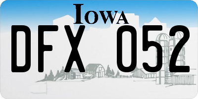 IA license plate DFX052