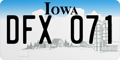 IA license plate DFX071