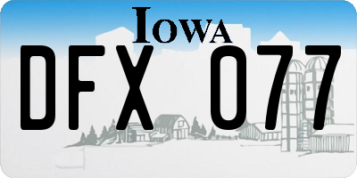 IA license plate DFX077