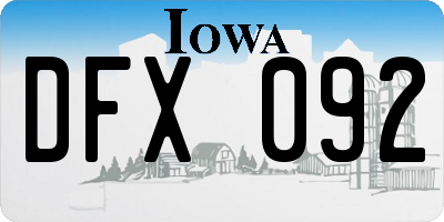 IA license plate DFX092