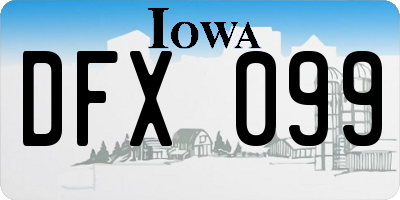 IA license plate DFX099