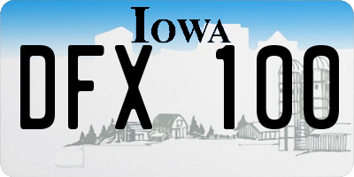 IA license plate DFX100