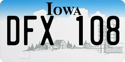 IA license plate DFX108