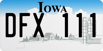 IA license plate DFX111