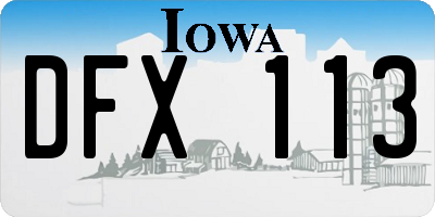 IA license plate DFX113