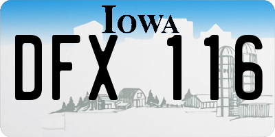 IA license plate DFX116